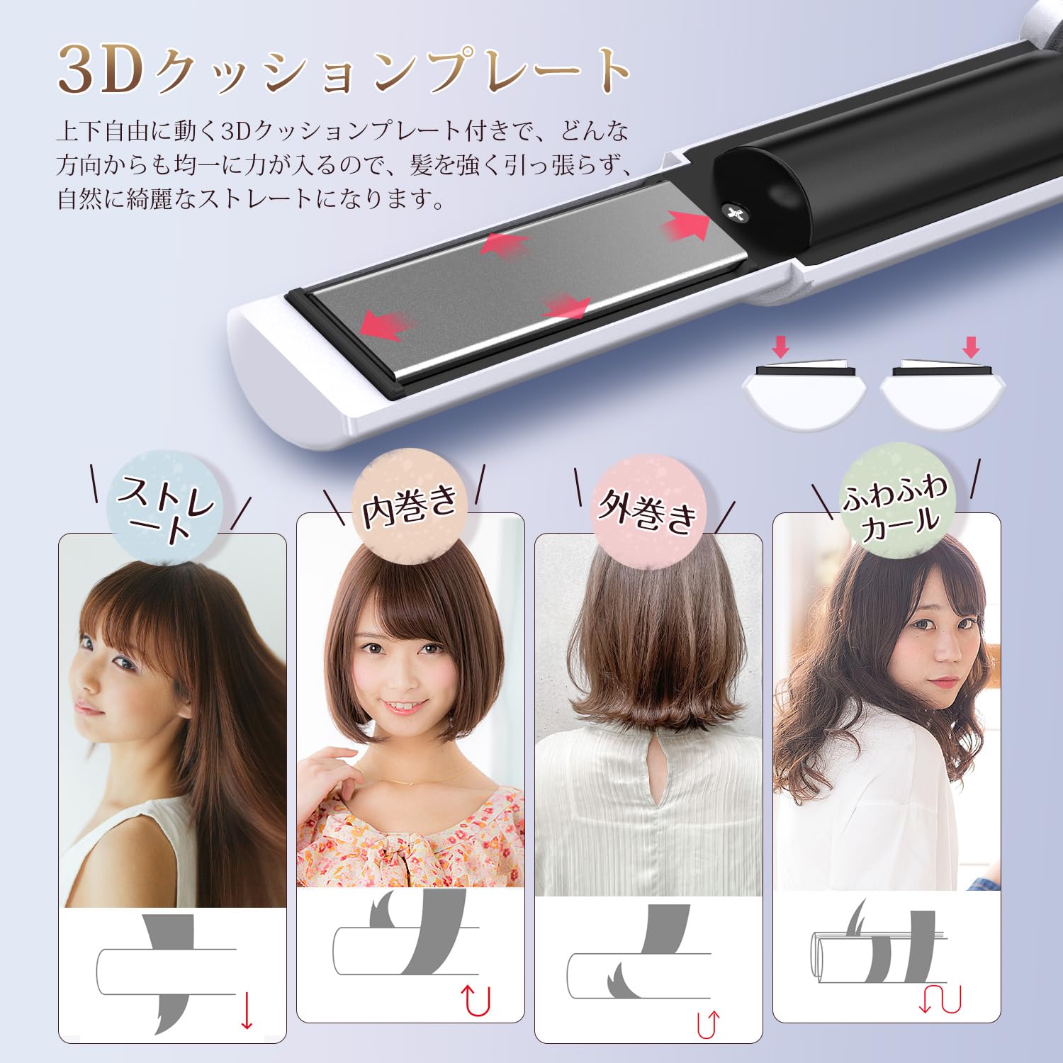 Amazon | ヘアアイロン コードレス カバー付き 2way カール&ストレート